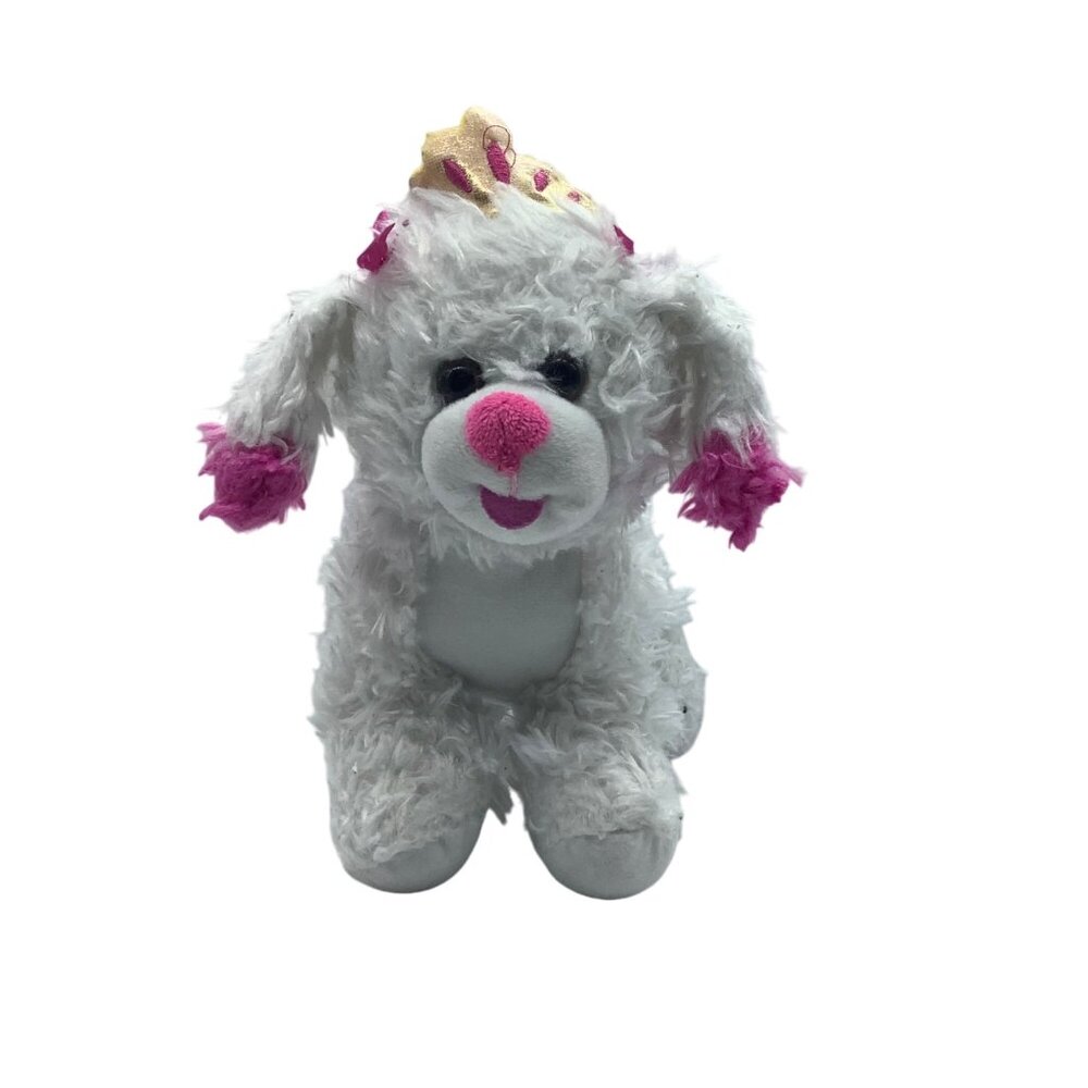 Princess Puppy Plush Stuffed Animal Crown & Pink Accents Fun Stuff Inc. 9" Fluff